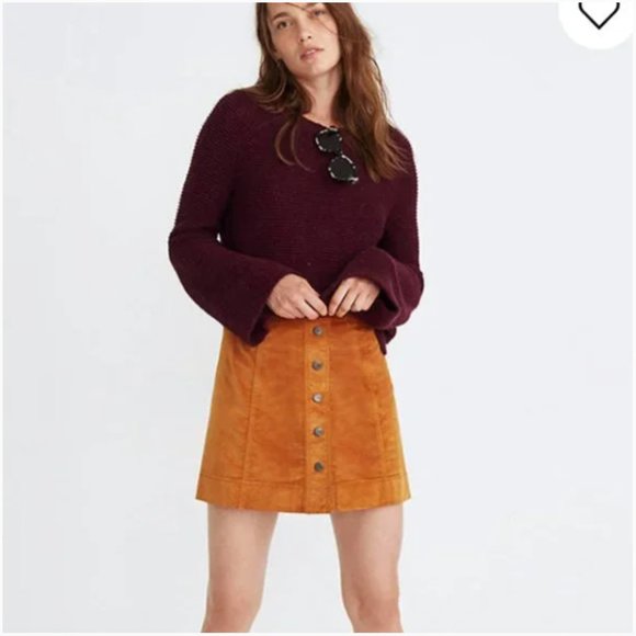 Madewell Velveteen A-Line Mini Skirt: Button-Front Edition - Picture 2 of 13